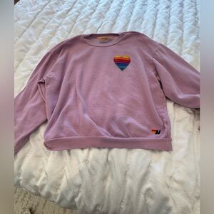 Aviator Nation Rainbow Heart Sweatshirt - Pink